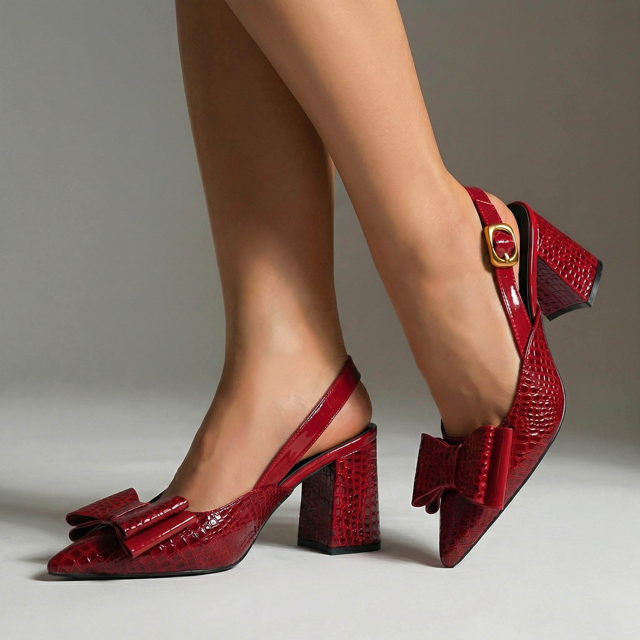 Mia | Croc-Embossed Slingback Heel