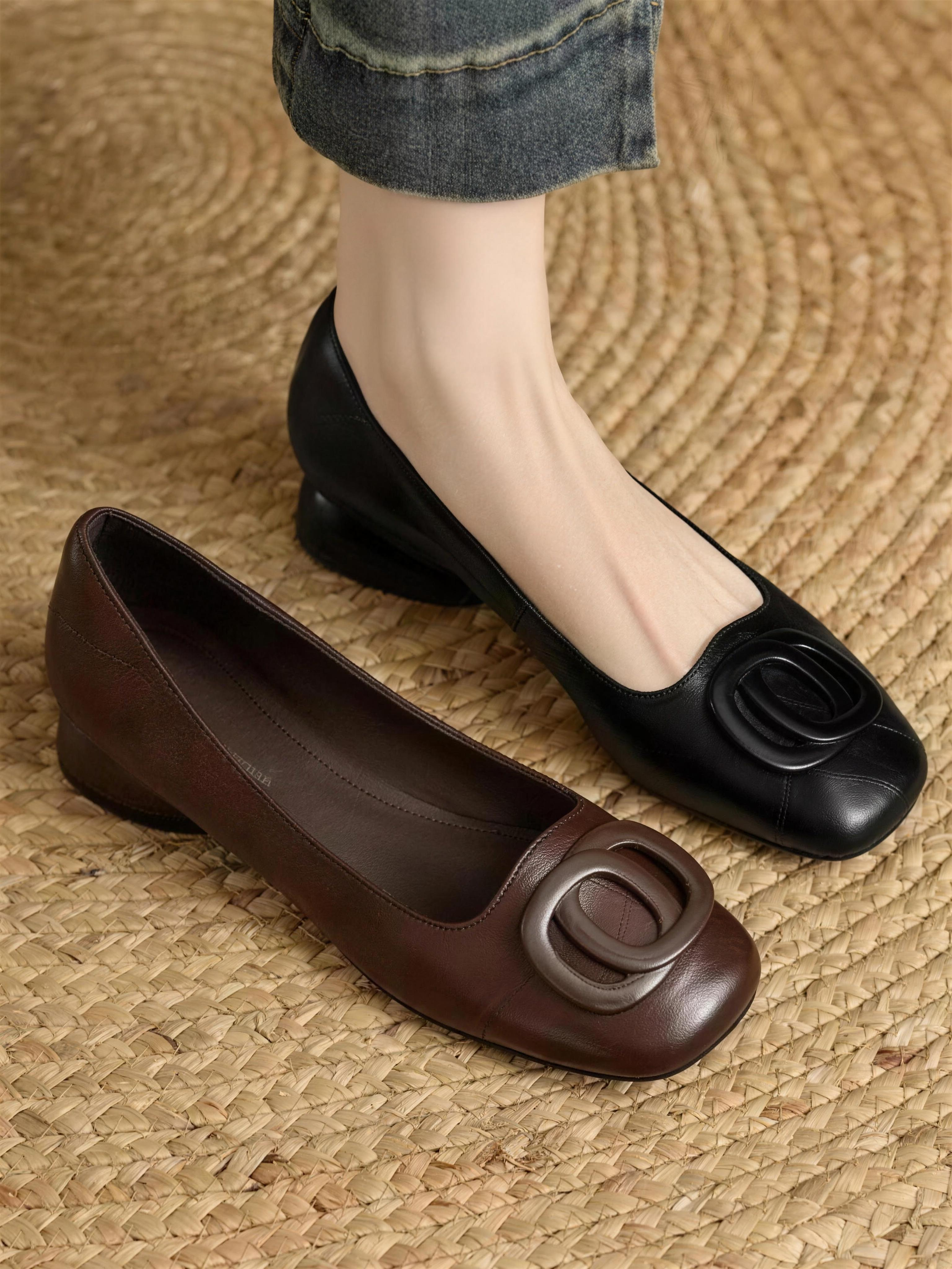 Sadie | Square-Toe Leather Flats