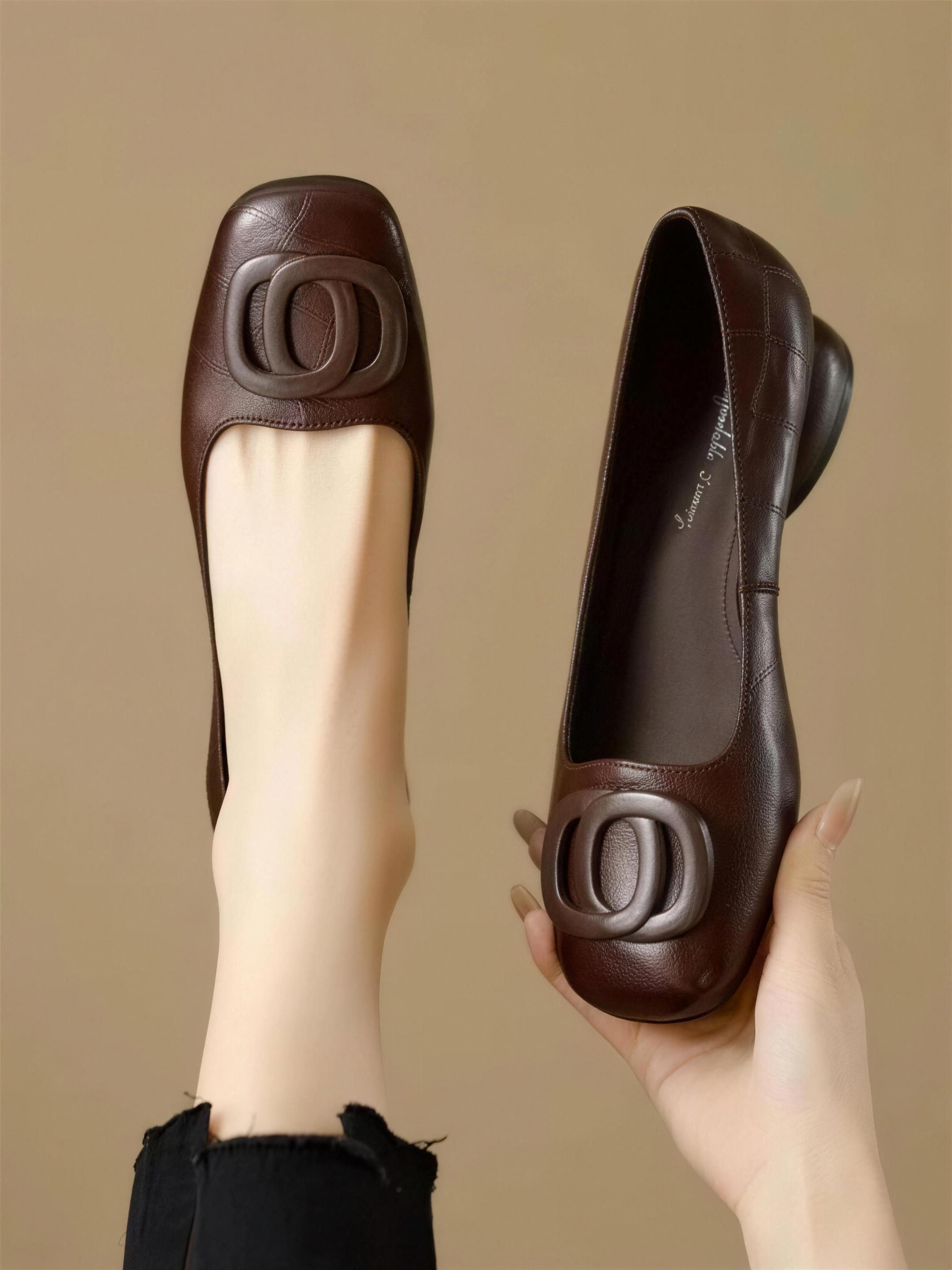 Sadie | Square-Toe Leather Flats