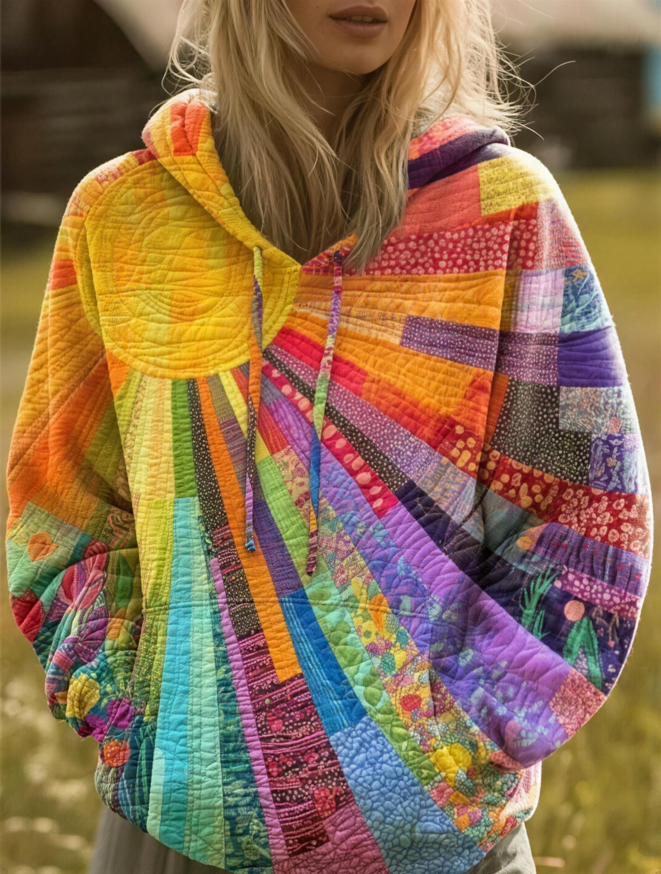 Meridian | Quilted Patchwork Pullover Hoodie
