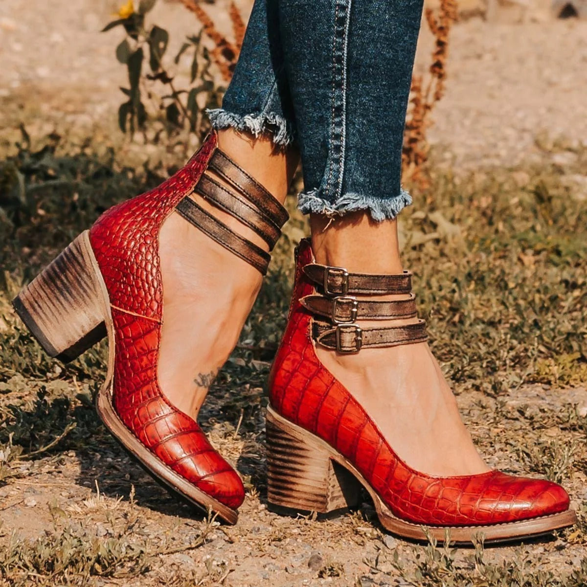 Alexa | Buckle Strap Block Heel
