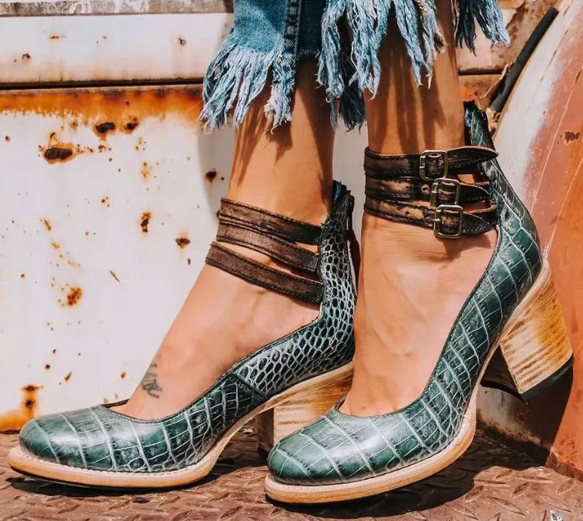 Alexa | Buckle Strap Block Heel