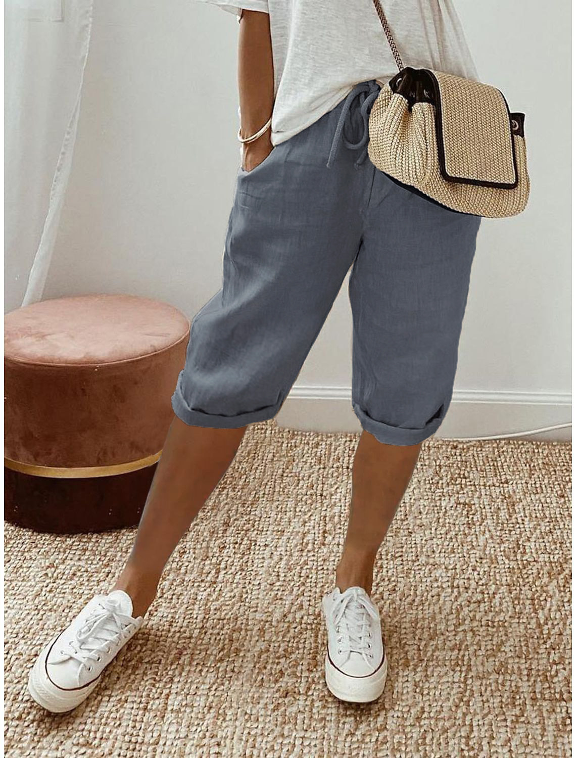 Amelia | Relaxed Cotton-Linen Capri Pants