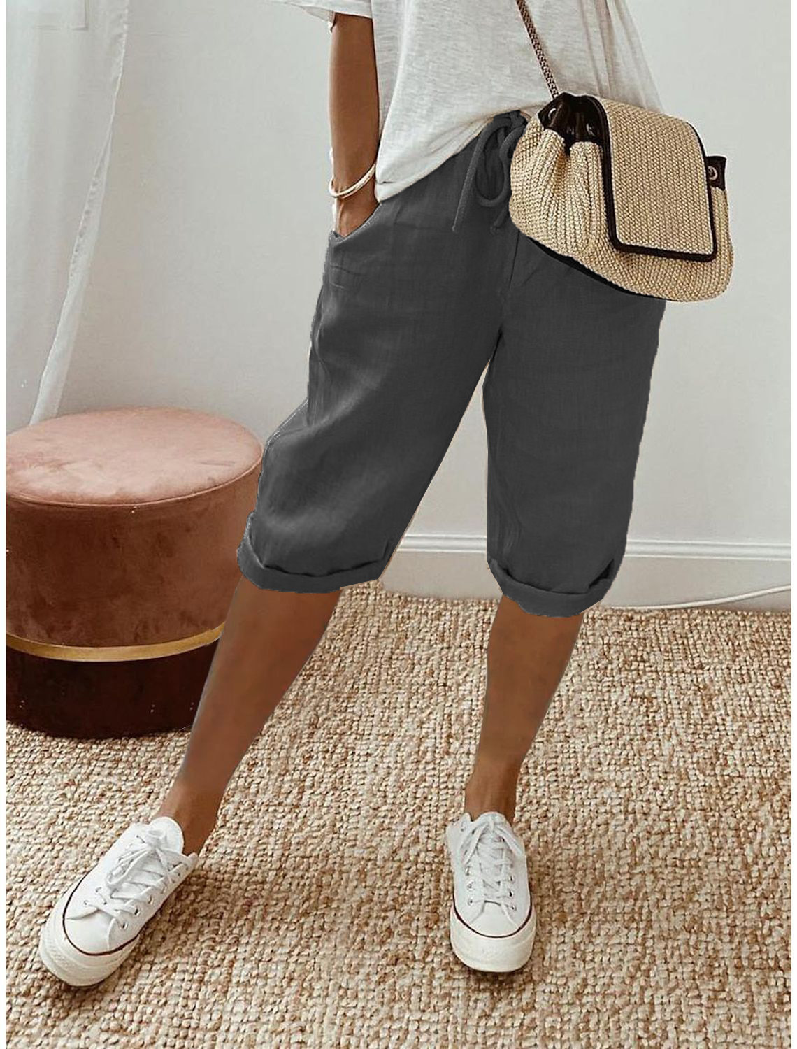 Amelia | Relaxed Cotton-Linen Capri Pants