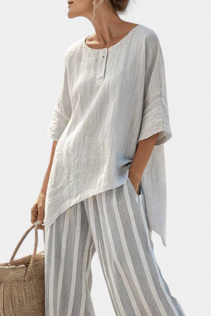 Charlotte | Asymmetric Striped Trouser Set