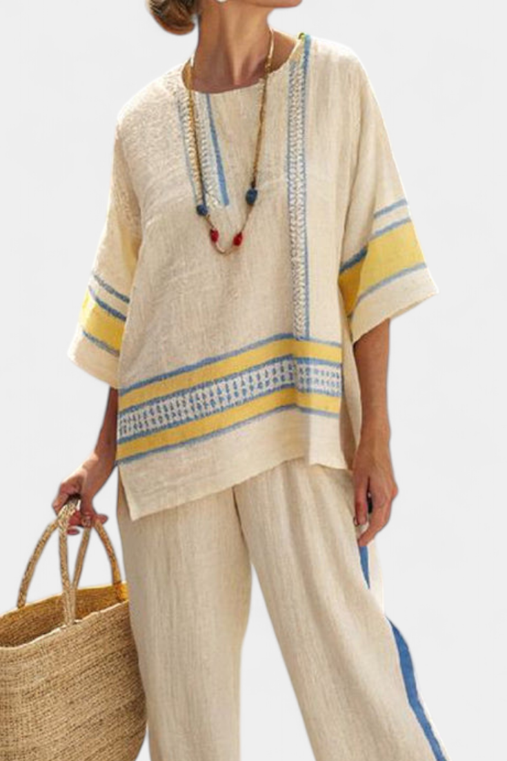 Scarlett | Embroidered Linen Trouser Set