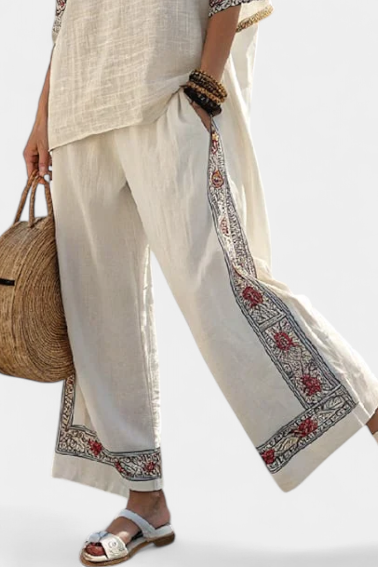 Amelia | Embroidered Wide-Leg Trouser Set