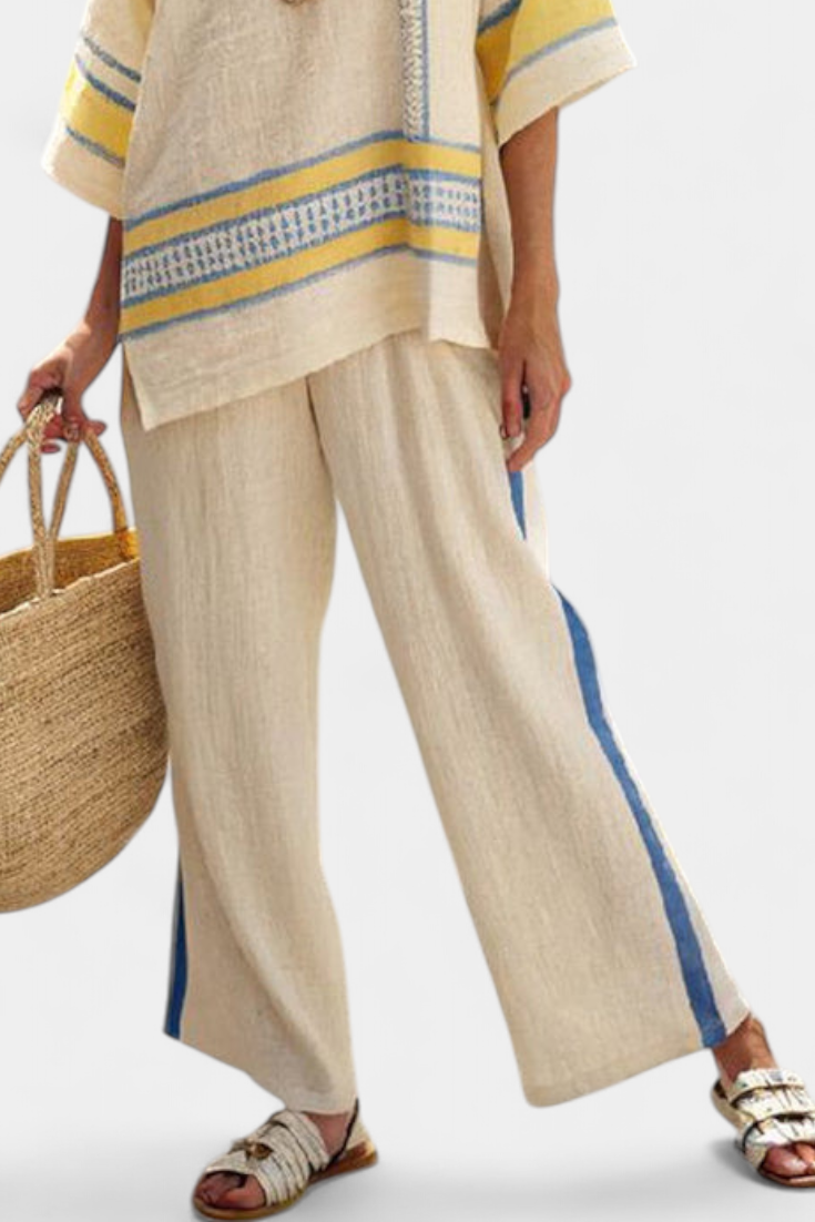 Scarlett | Embroidered Linen Trouser Set