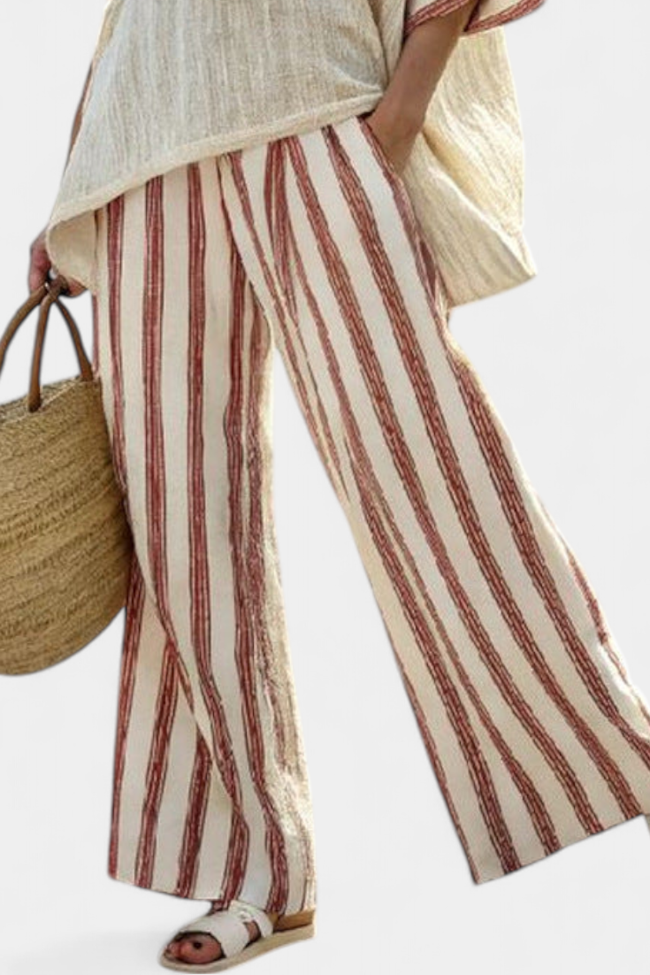 Grace | Rustic Striped Linen Trouser Set