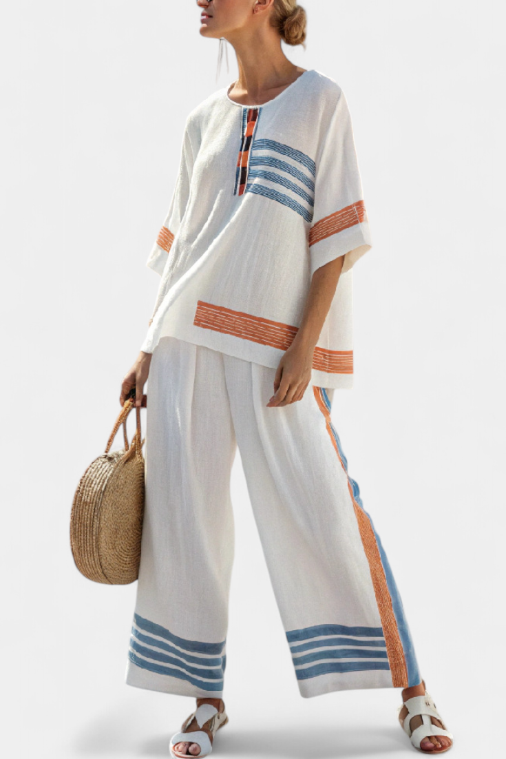 Chloe | Orange Striped Trouser Set