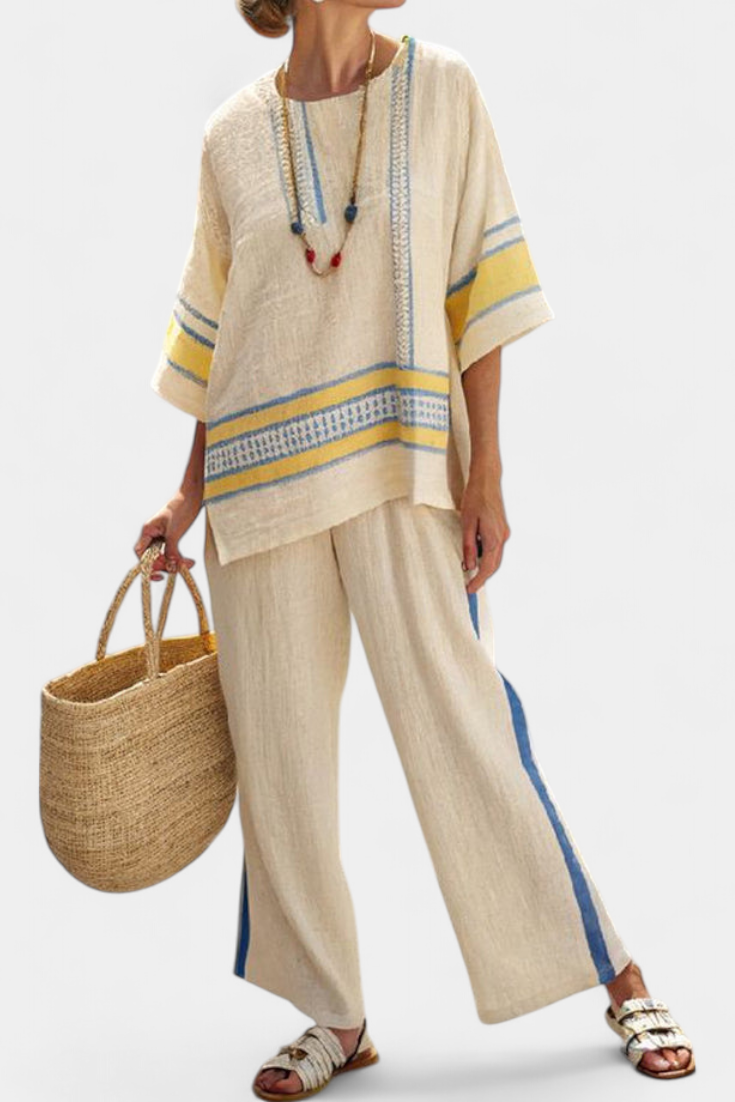 Scarlett | Embroidered Linen Trouser Set