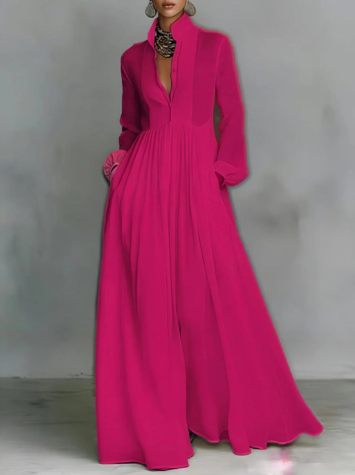 Emily | Flowing Button-Front Maxi Dress