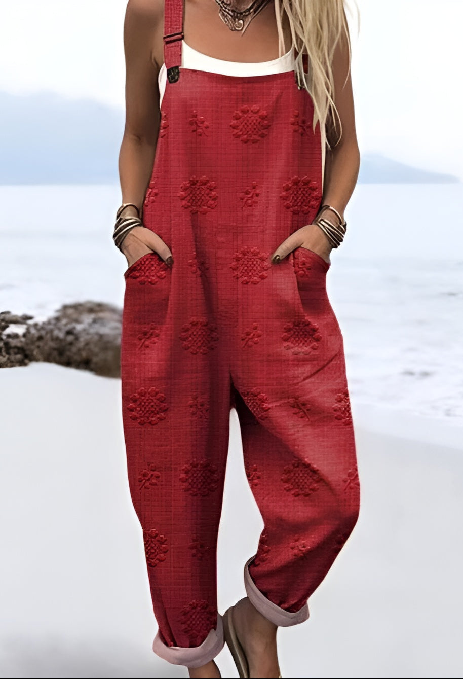 Amelia | Rosewood Embossed Overalls