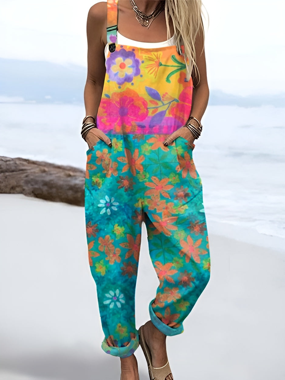Avery | Watercolor Bloom Overalls