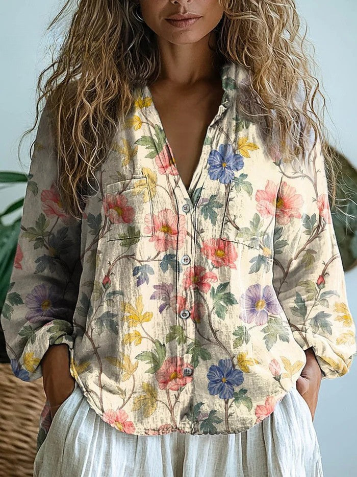 Helena | Vintage Floral-Print Blouse