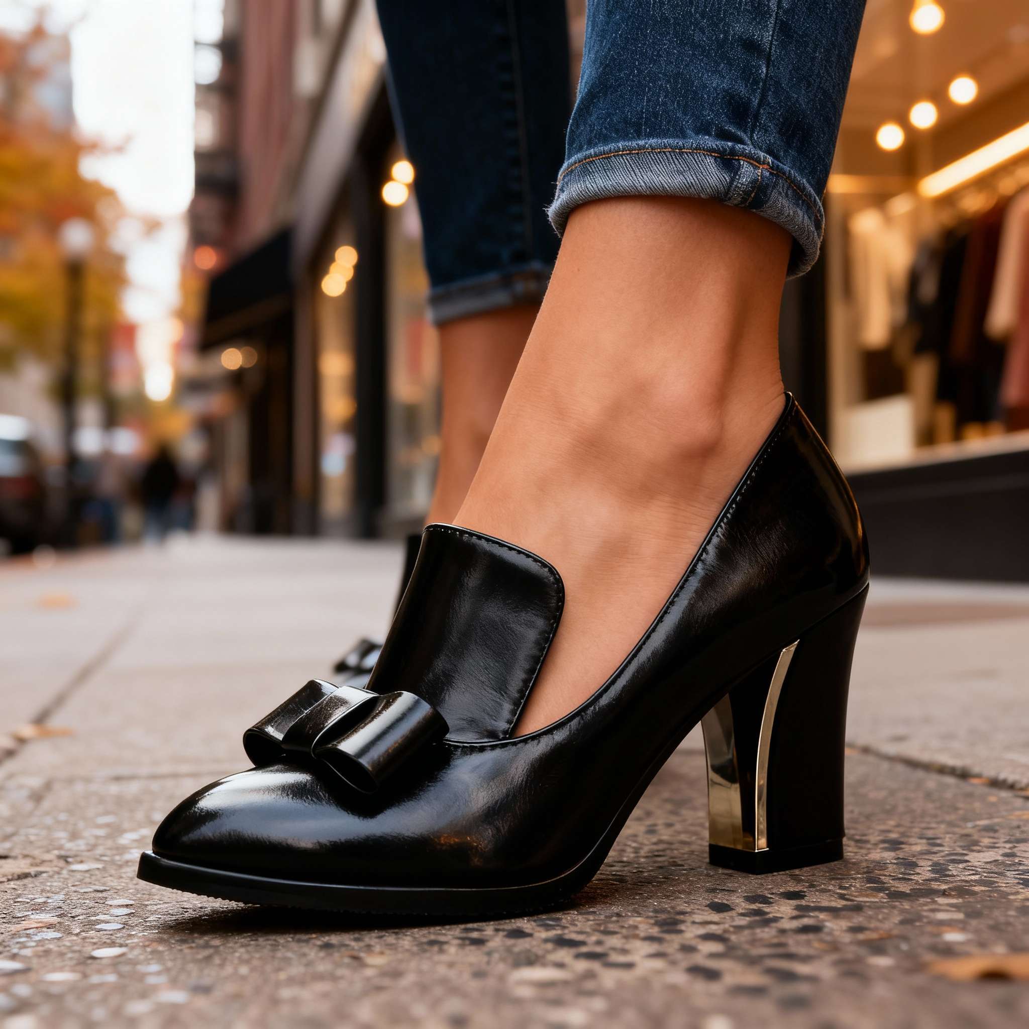 Isabella | Bow Detail Block Heel Pumps