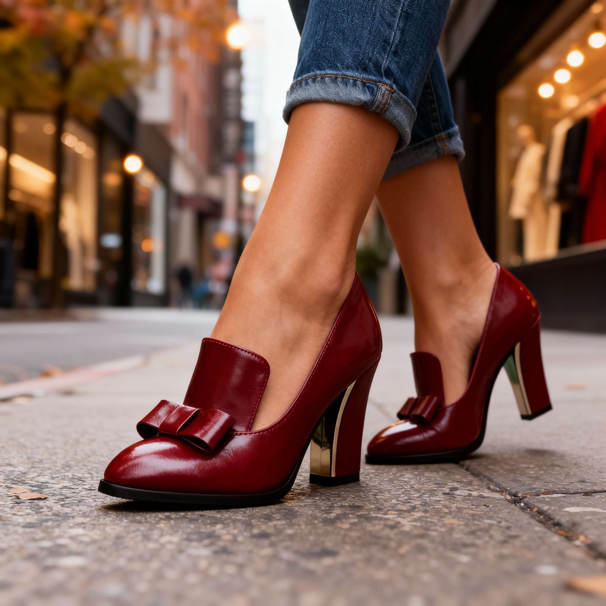 Isabella | Bow Detail Block Heel Pumps
