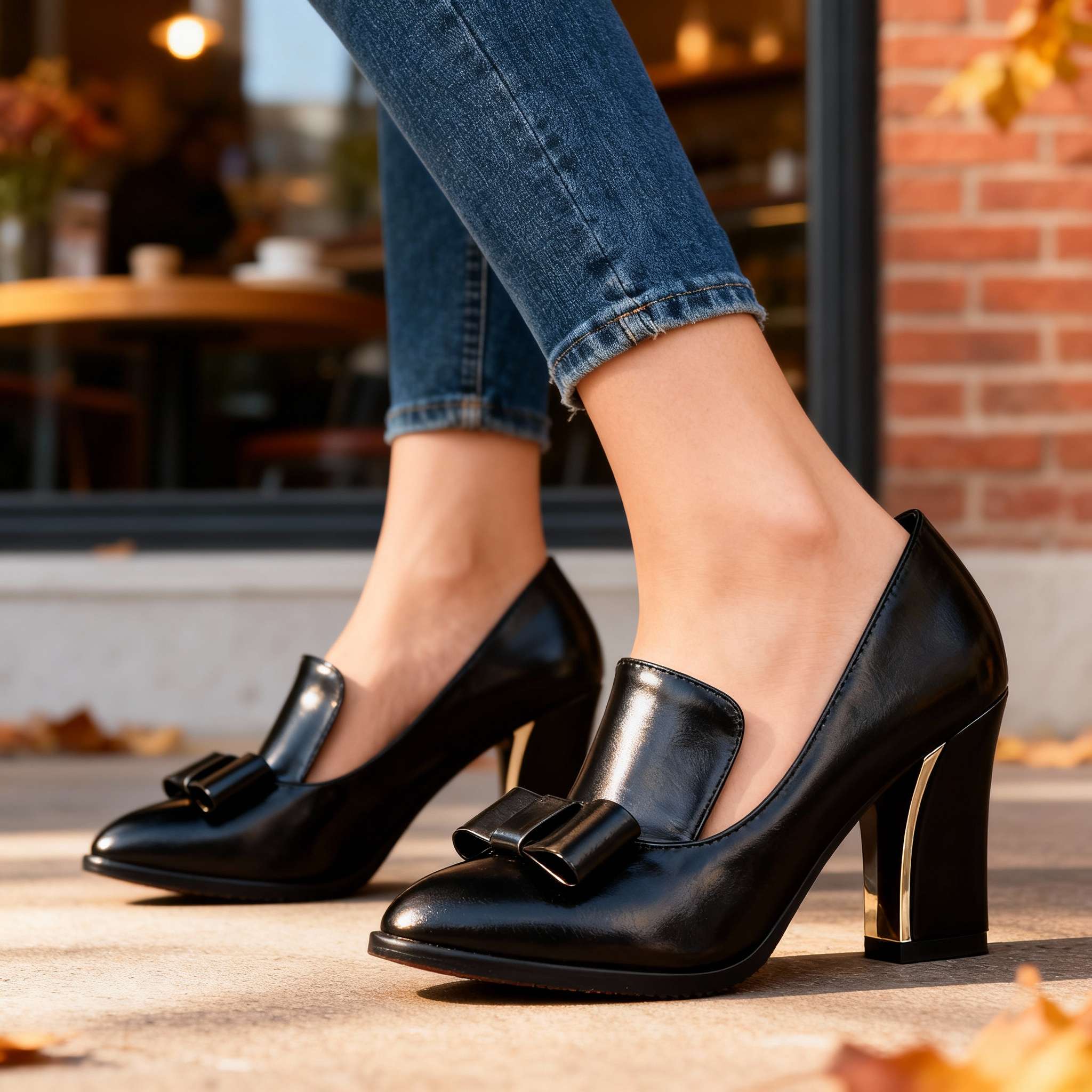 Isabella | Bow Detail Block Heel Pumps