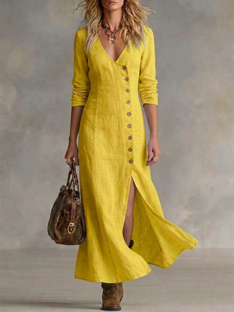 Olivia | Tailored Button-Front Maxi Dress