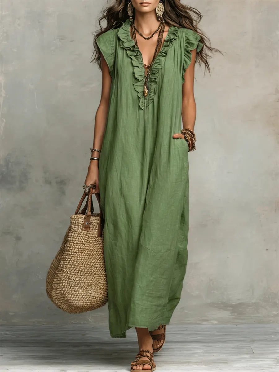 Isabella | Boho Ruffle Maxi Dress
