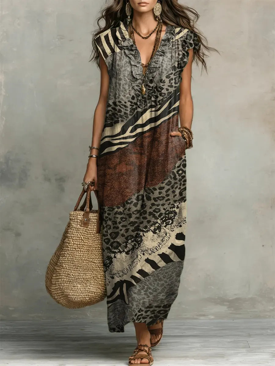 Ava | Mixed Print Maxi Dress