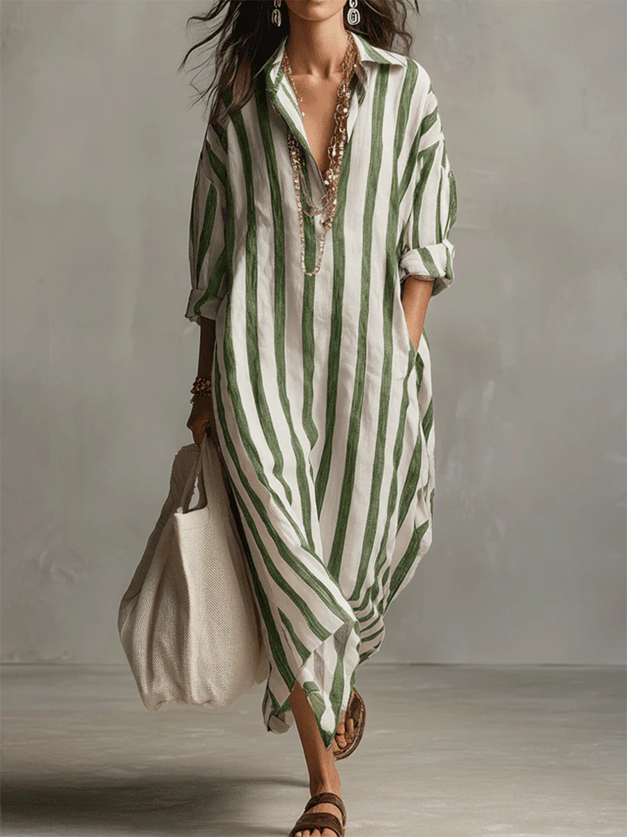 Evelyn | Stripe Oversized Maxi Dress