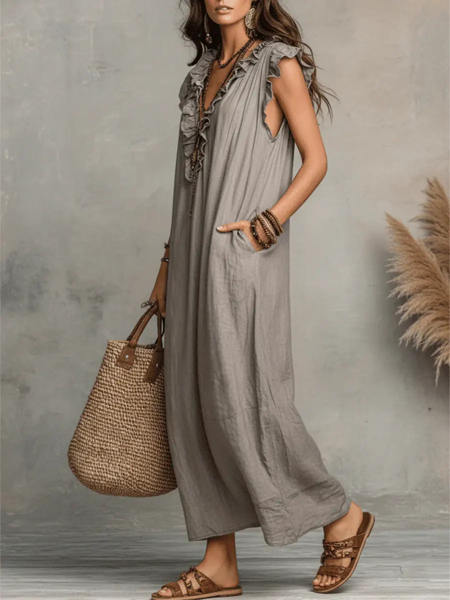 Isabella | Boho Ruffle Maxi Dress