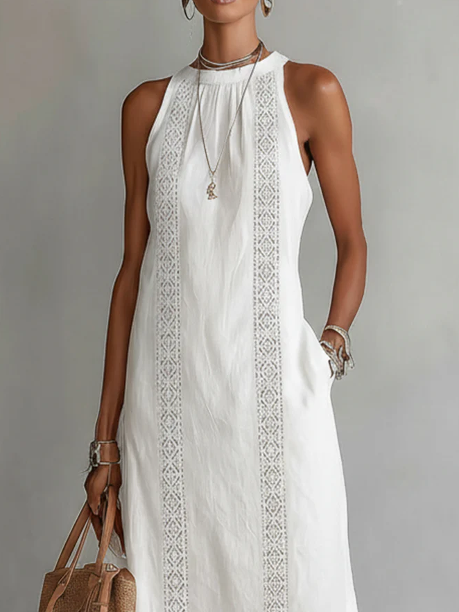 Sophia | Sleeveless Lace Detail Midi Dress