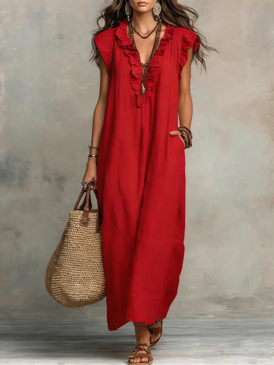 Isabella | Boho Ruffle Maxi Dress