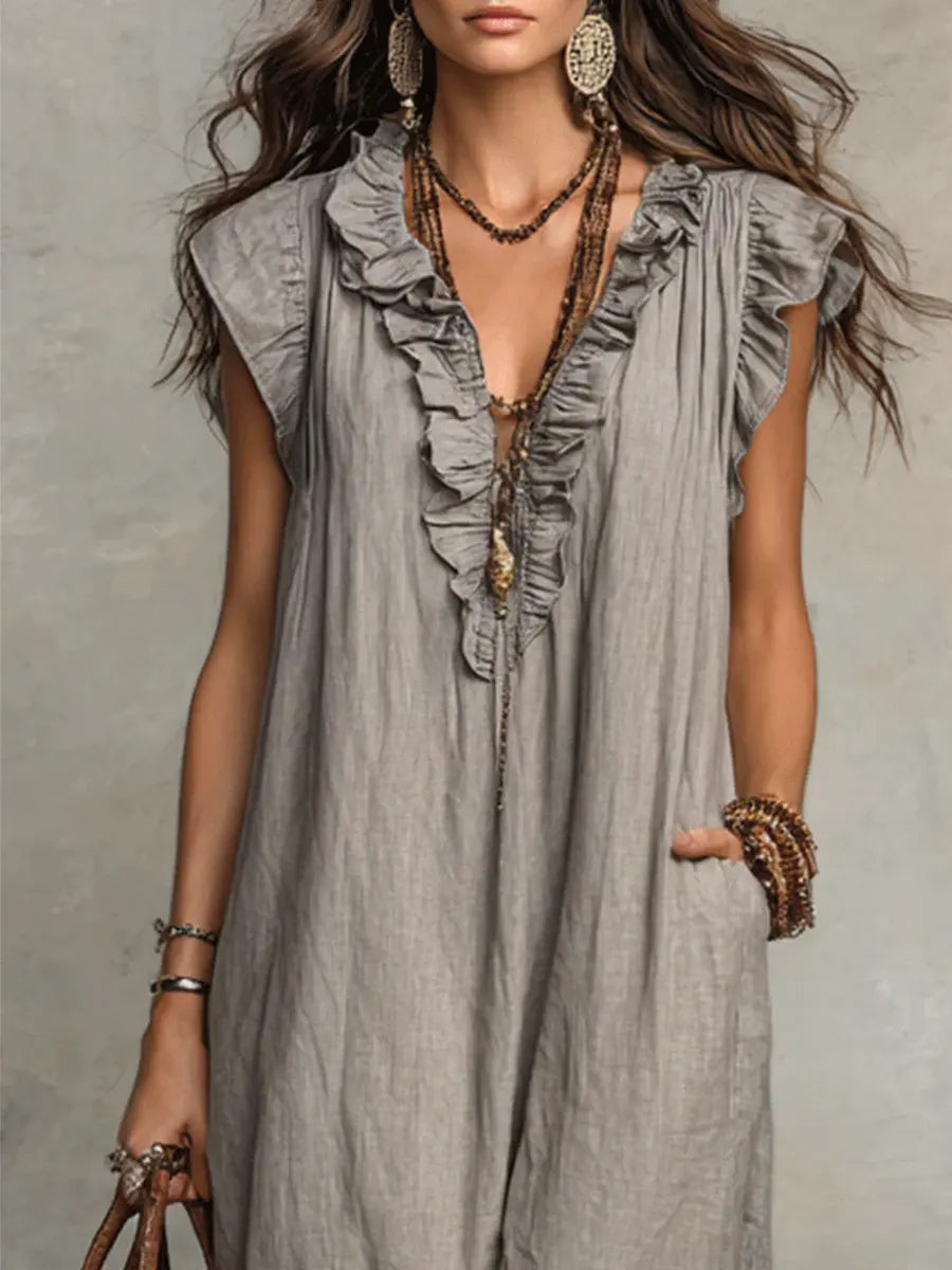 Isabella | Boho Ruffle Maxi Dress