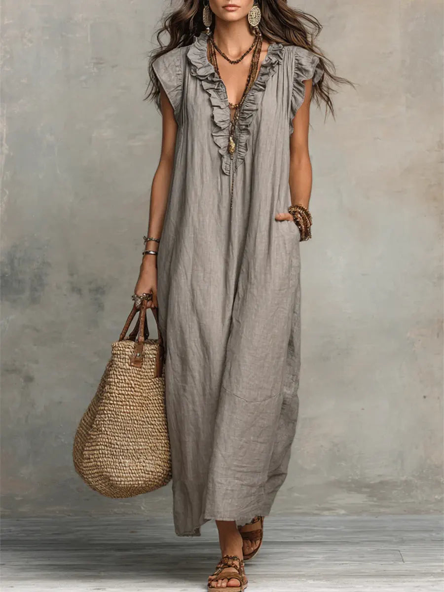 Isabella | Boho Ruffle Maxi Dress