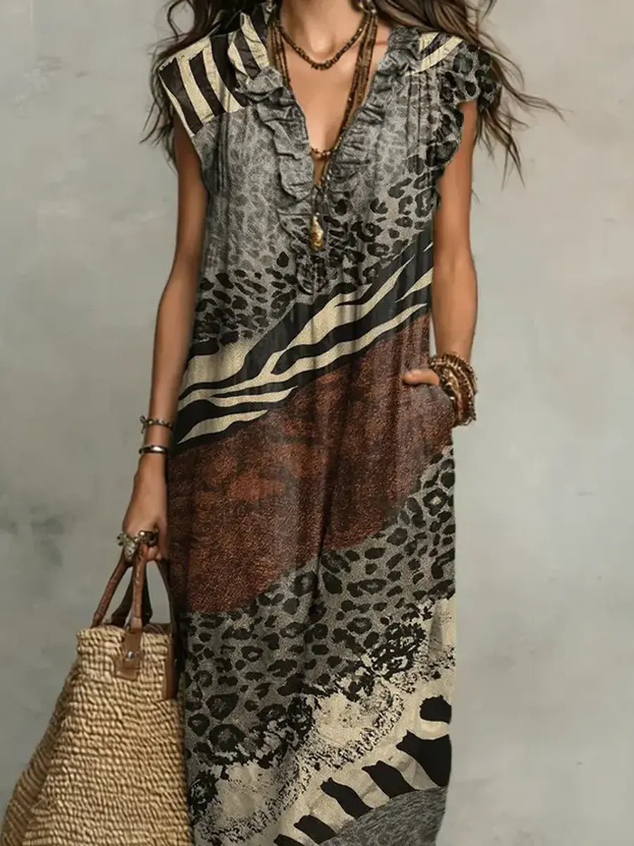 Ava | Mixed Print Maxi Dress