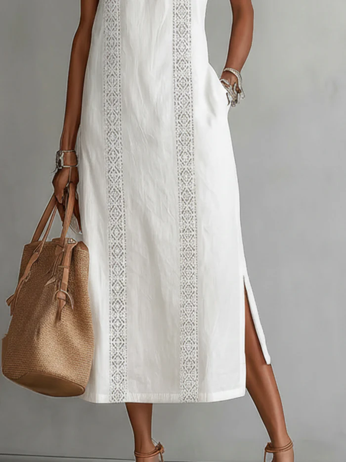 Sophia | Sleeveless Lace Detail Midi Dress