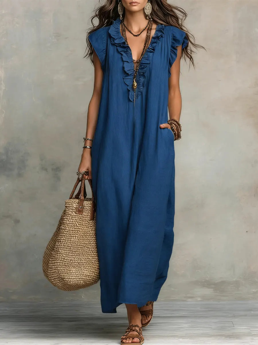 Isabella | Boho Ruffle Maxi Dress
