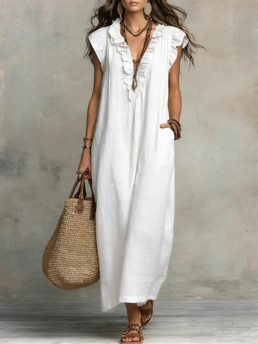 Isabella | Boho Ruffle Maxi Dress