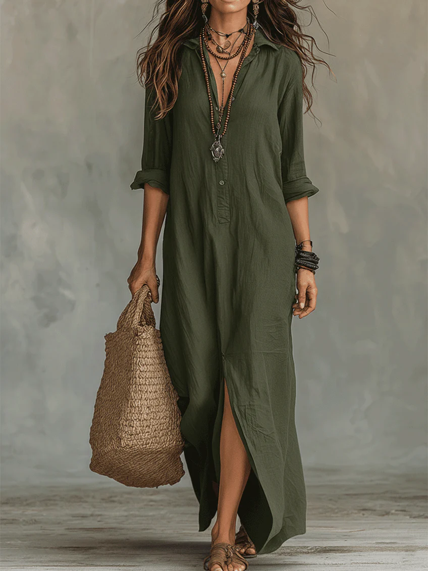 Nora | Relaxed V-Neck Maxi Dress