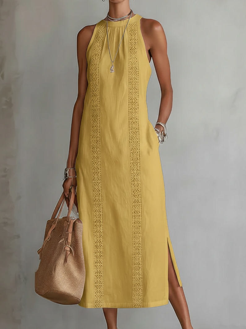 Addison | Sleeveless Lace Detail Midi Dress