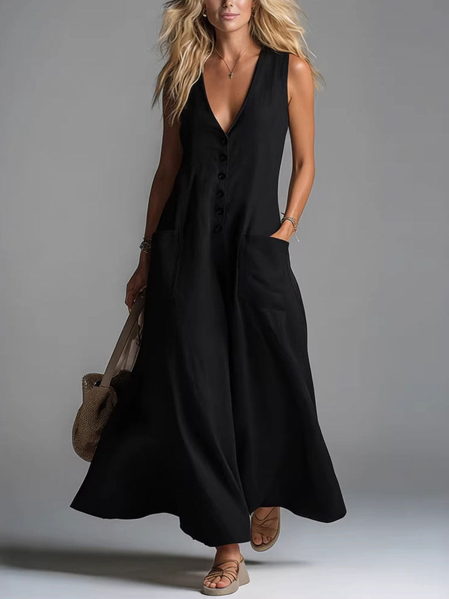 Charlotte | Sleeveless Button-Front Maxi Dress