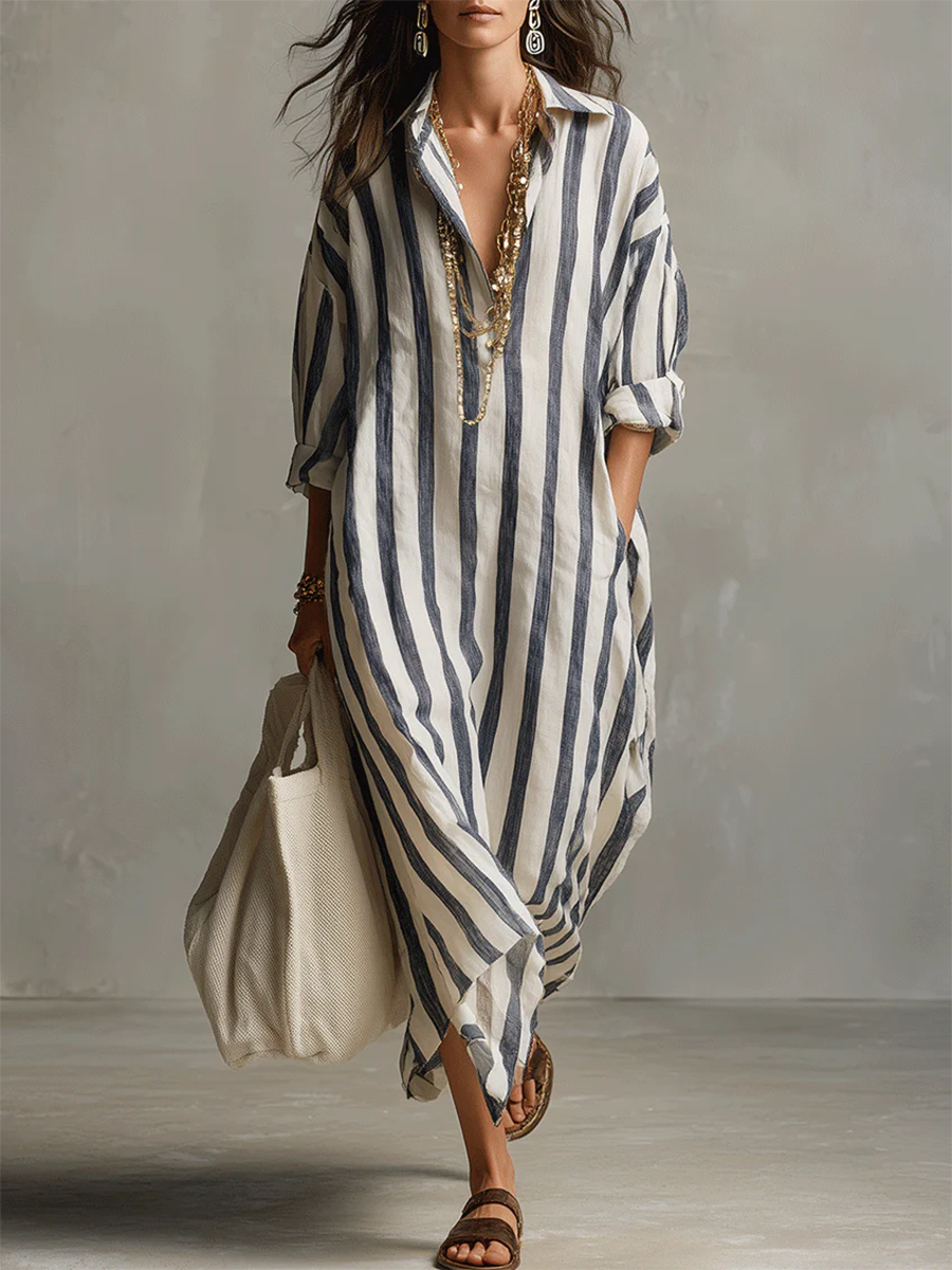 Evelyn | Stripe Oversized Maxi Dress