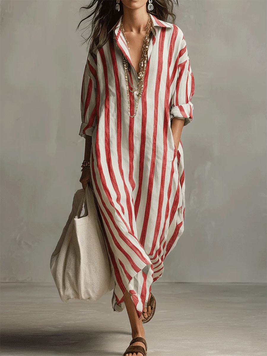 Evelyn | Stripe Oversized Maxi Dress