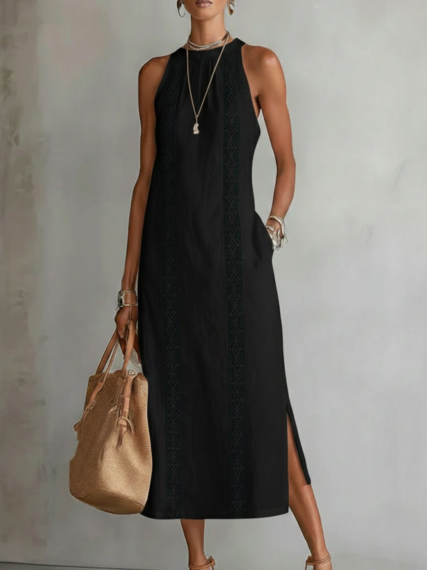 Elizabeth | Sleeveless Lace Detail Midi Dress