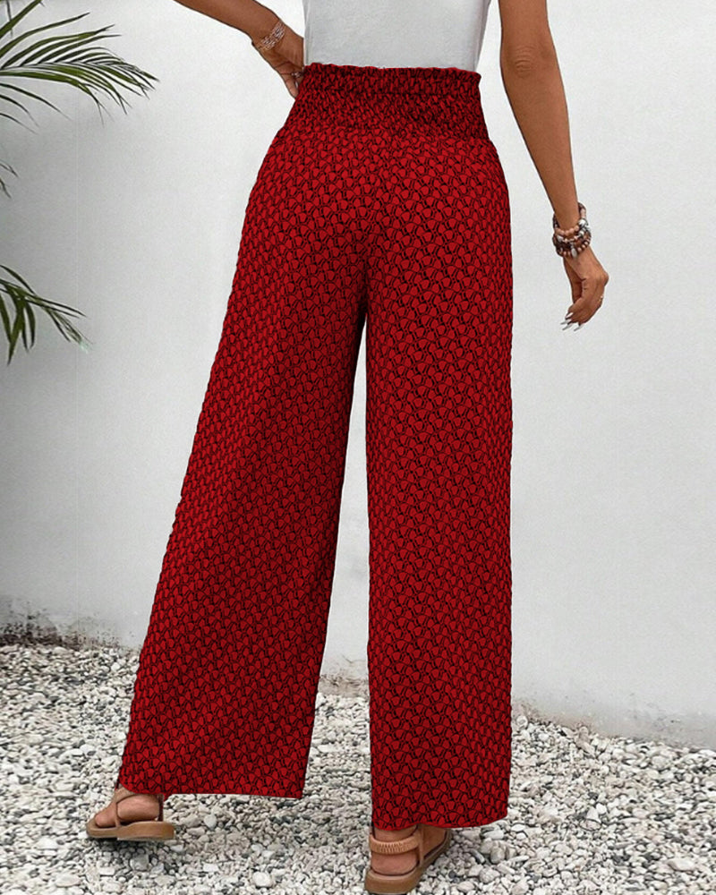 Isabella | Geometric Print Wide-Leg Trousers