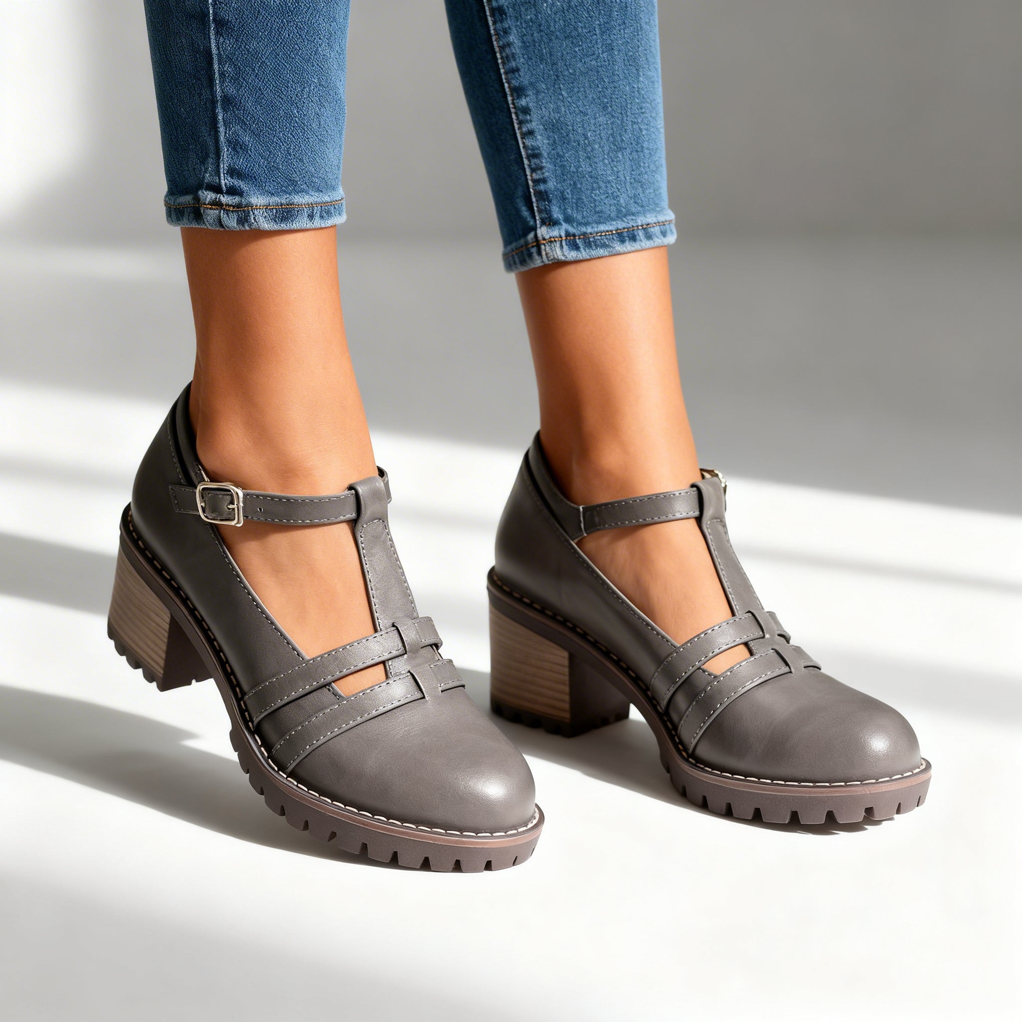 Sophia | T-Strap Block Heel Loafer