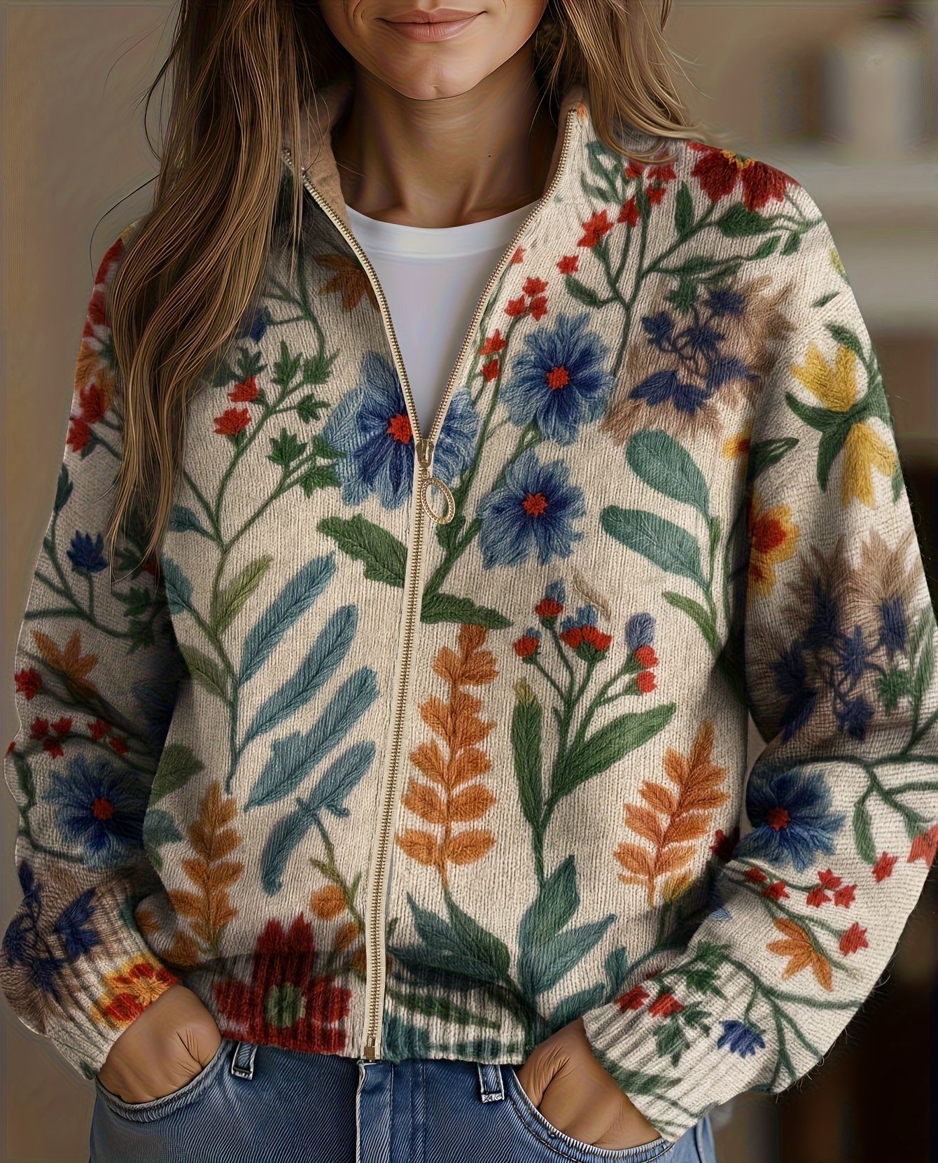 Tabitha | Botanical Garden Floral Zip Cardigan