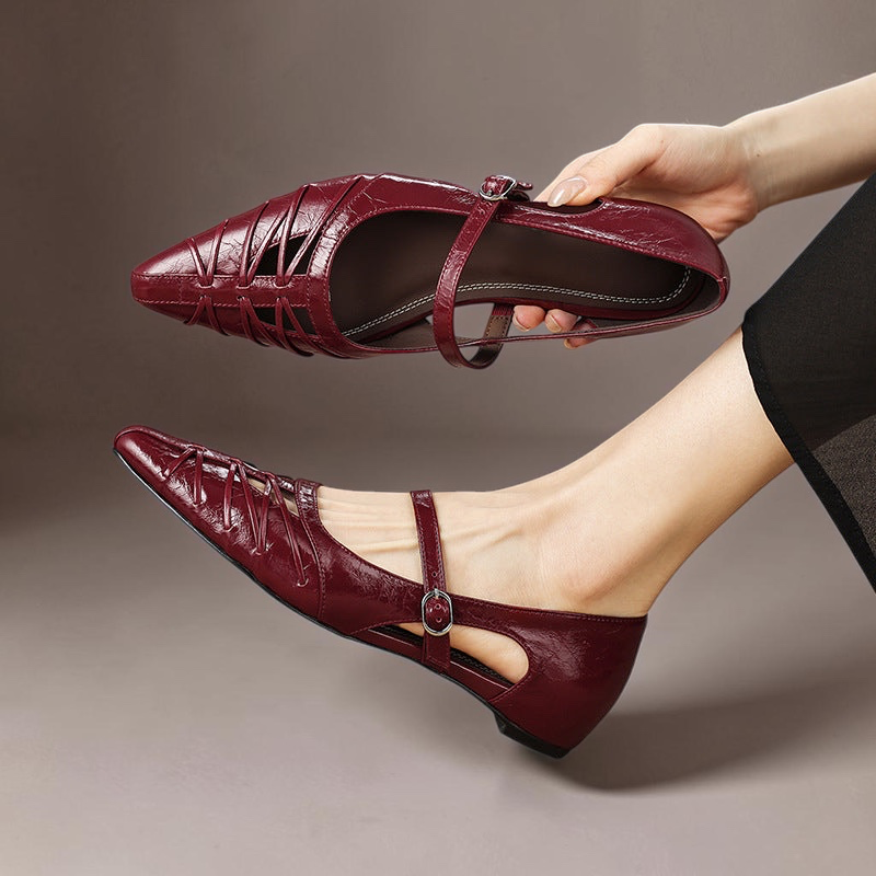 Quenby | Pointed Lattice-Cut Mary Jane Flat