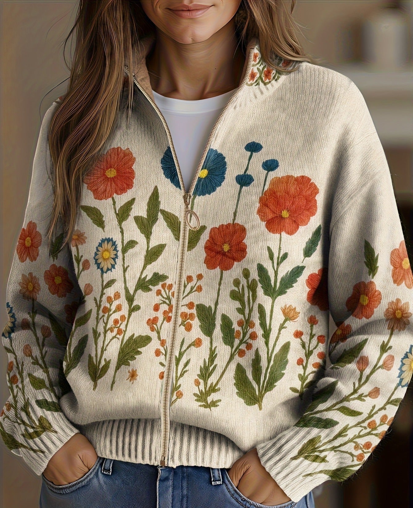 Ariel | Wildflower Meadow Zip Cardigan